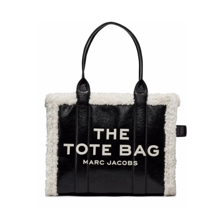 Marc Jacobs Crinkle Shearling Large Tote Bag 'Black/White'