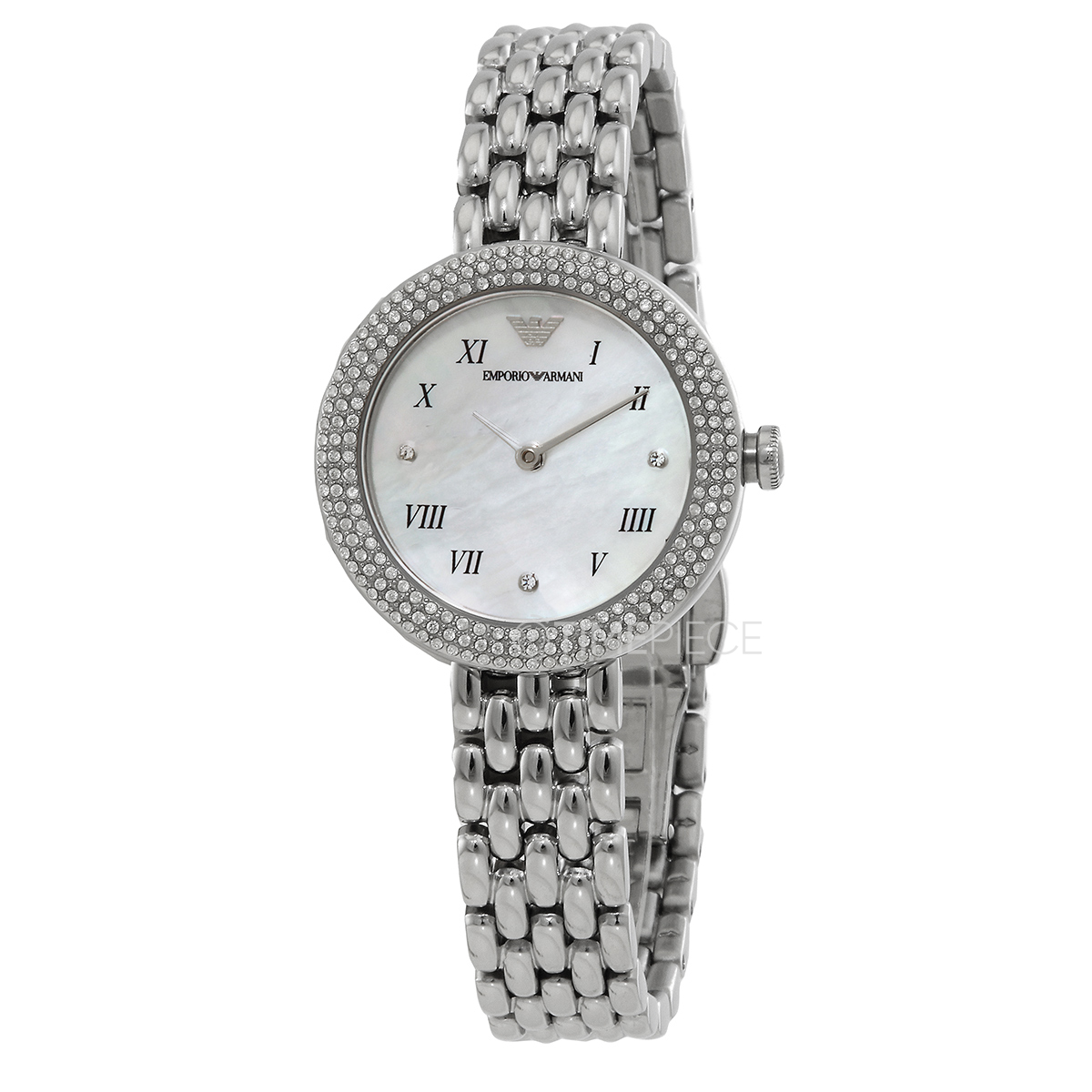 Emporio Armani Quartz Crystal White Mother of Pearl Dial Ladies