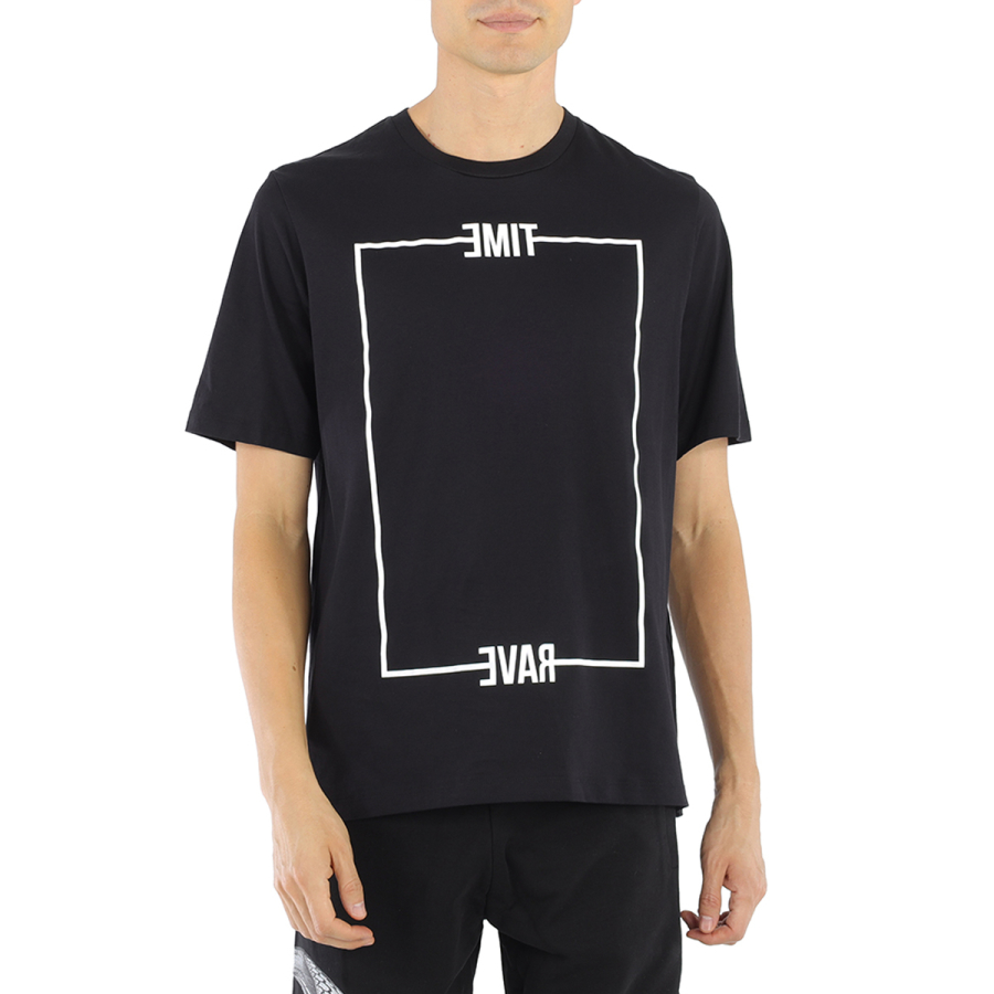 Roberto Cavalli Mens Black Time Rave Print T-shirt