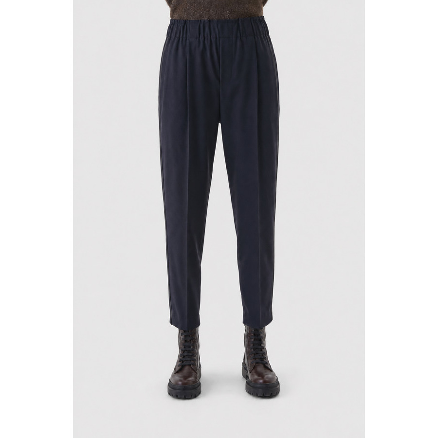Brunello Cucinelli Women's Navy Wool Blend Trousers