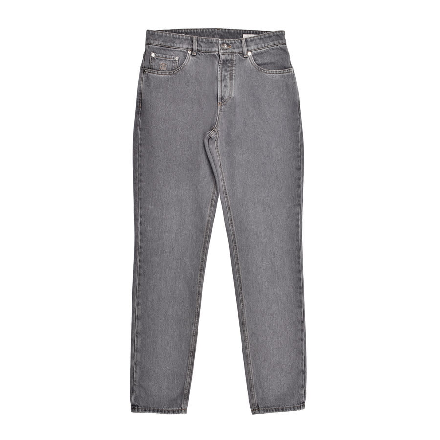 Brunello Cucinelli Straight-Leg Cotton Jeans — Gray