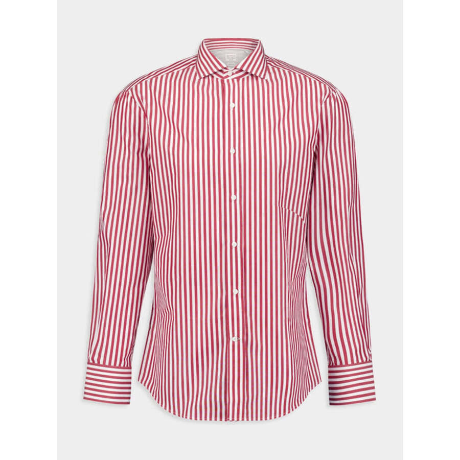Brunello Cucinelli Mens White And Red Striped Shirt