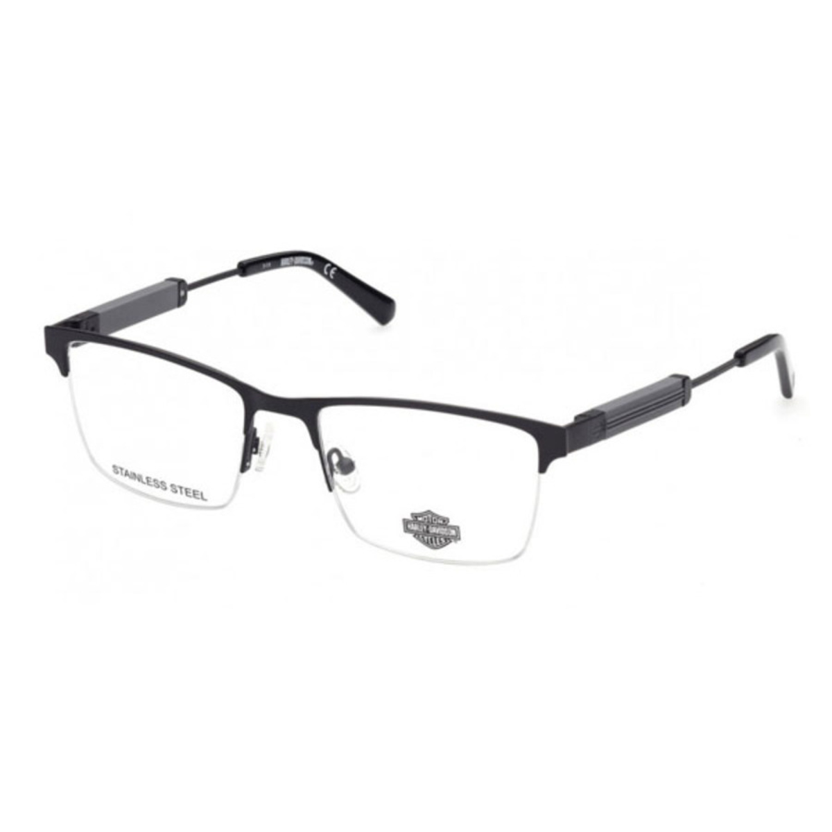 Harley Davidson Mens Black Rectangular Eyeglass Frames HD901300254