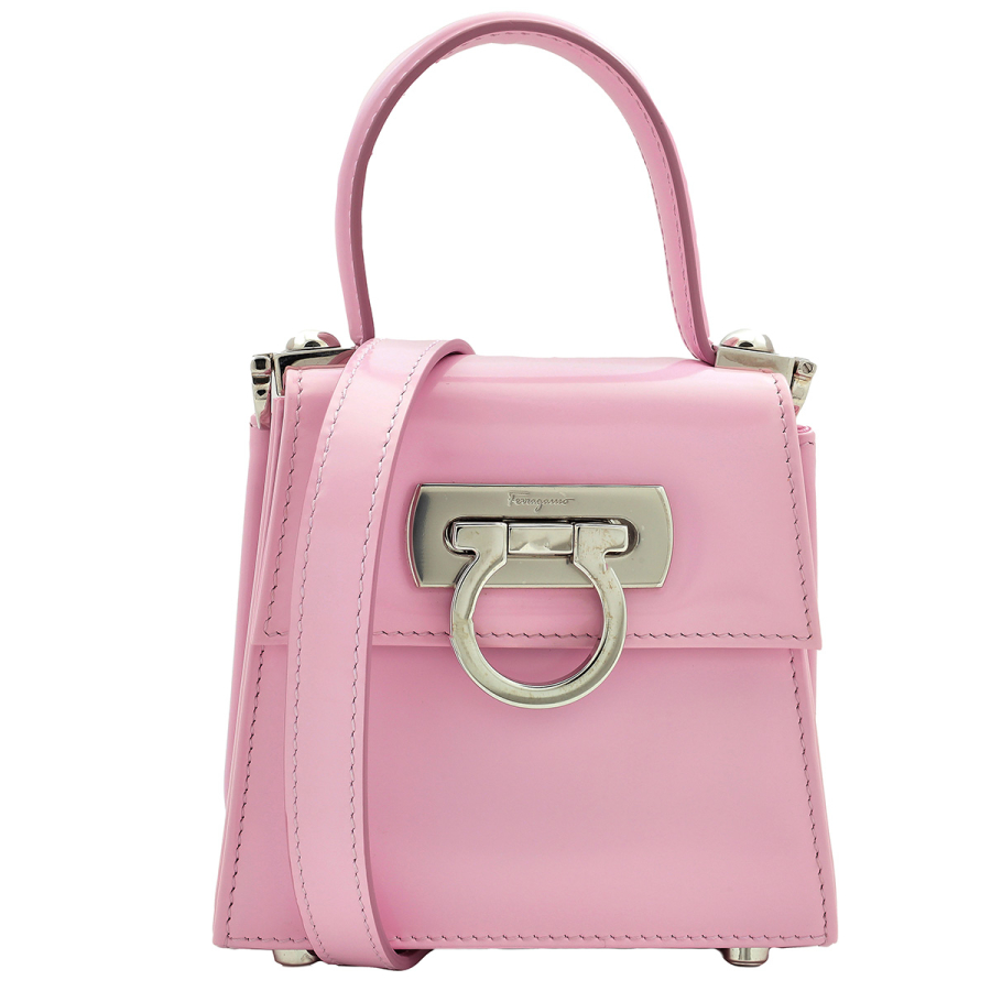 Ferragamo Ladies Pink Micro Iconic Top Handle Bag