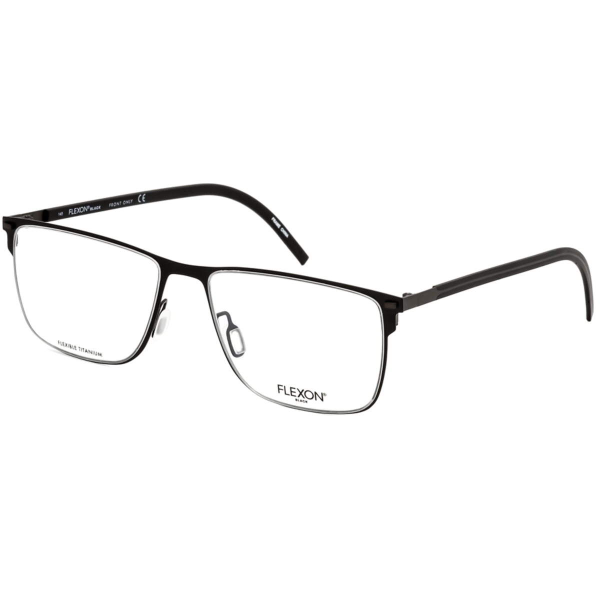 Flexon Mens Black Square Eyeglass Frames FLEXONB207700155