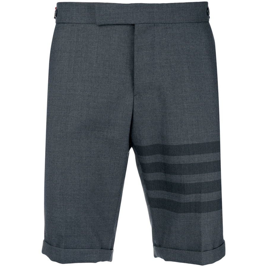 Thom Browne Mens Med Grey Twill School Uniform 4-Bar Low Rise Shorts