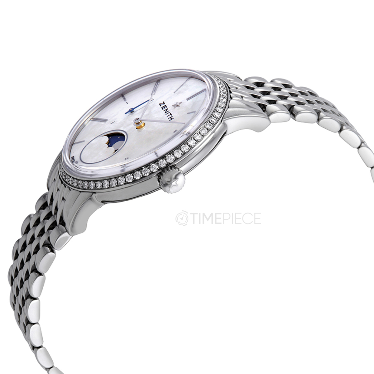 Zenith Elite Ultra Thin Lady Moonphase Mother of Pearl Diamond-Set  Stainless Steel Women's Watch 16.2320.692/80.M2320