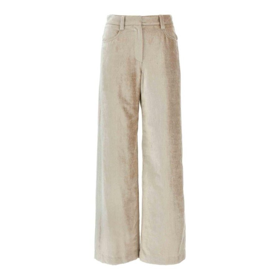Brunello Cucinelli Beige Wide-Leg Trousers
