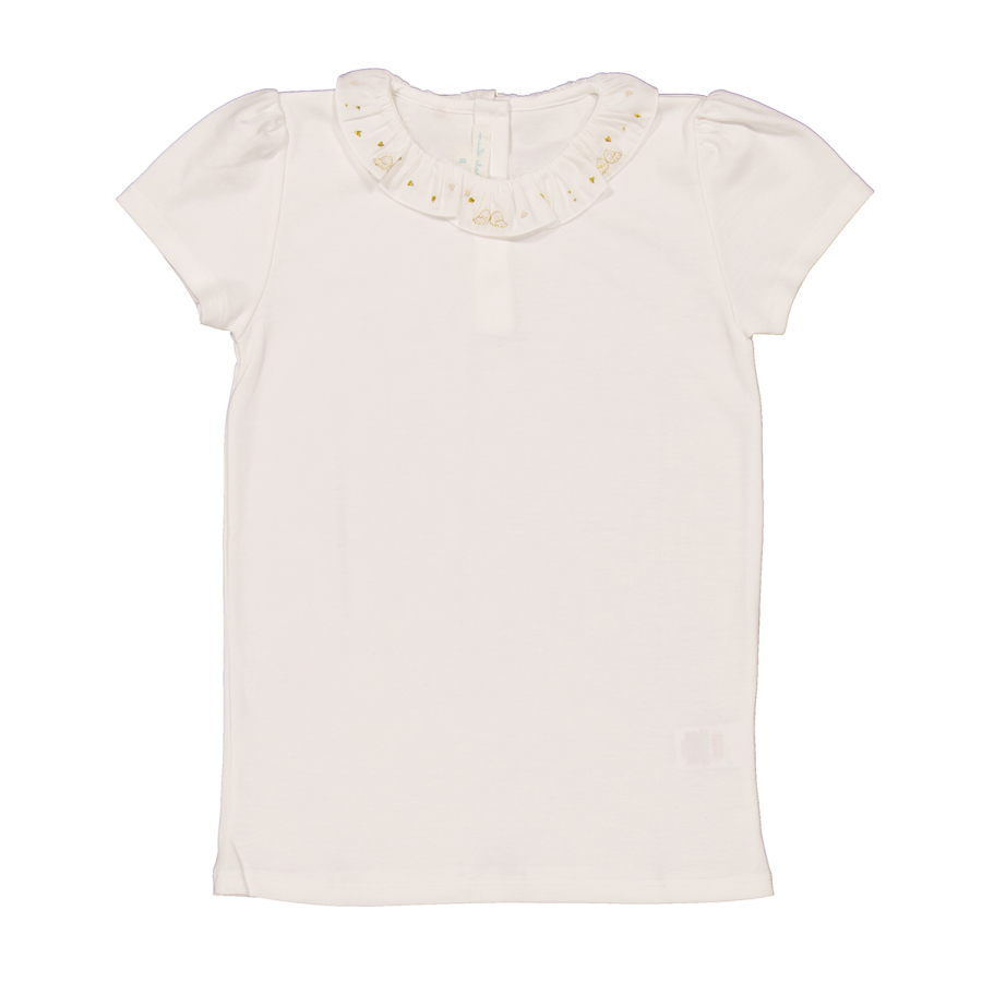Marie Chantal Kids Embroidered Ruffle Collar Shirt