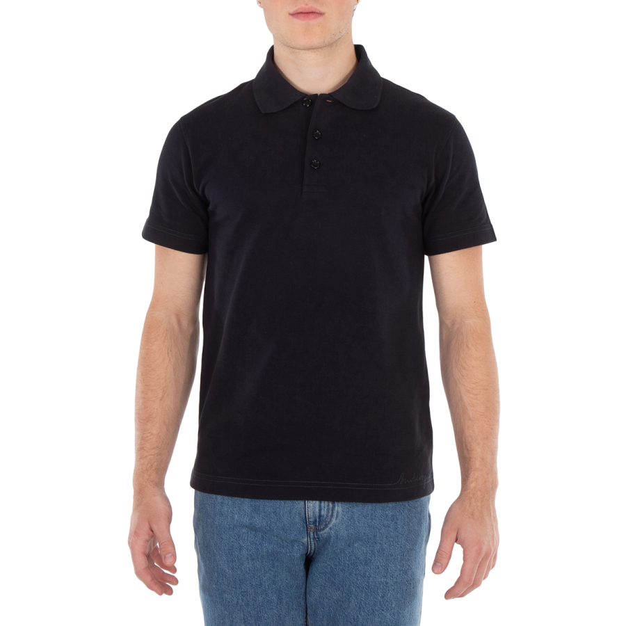 Burberry Logo Embroidered Straight Hem Cotton Polo Shirt