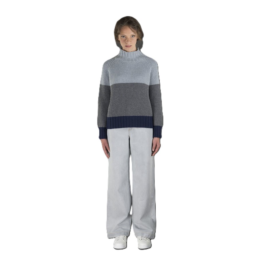 Moorer Women's Light Blue Colorblock Sweater