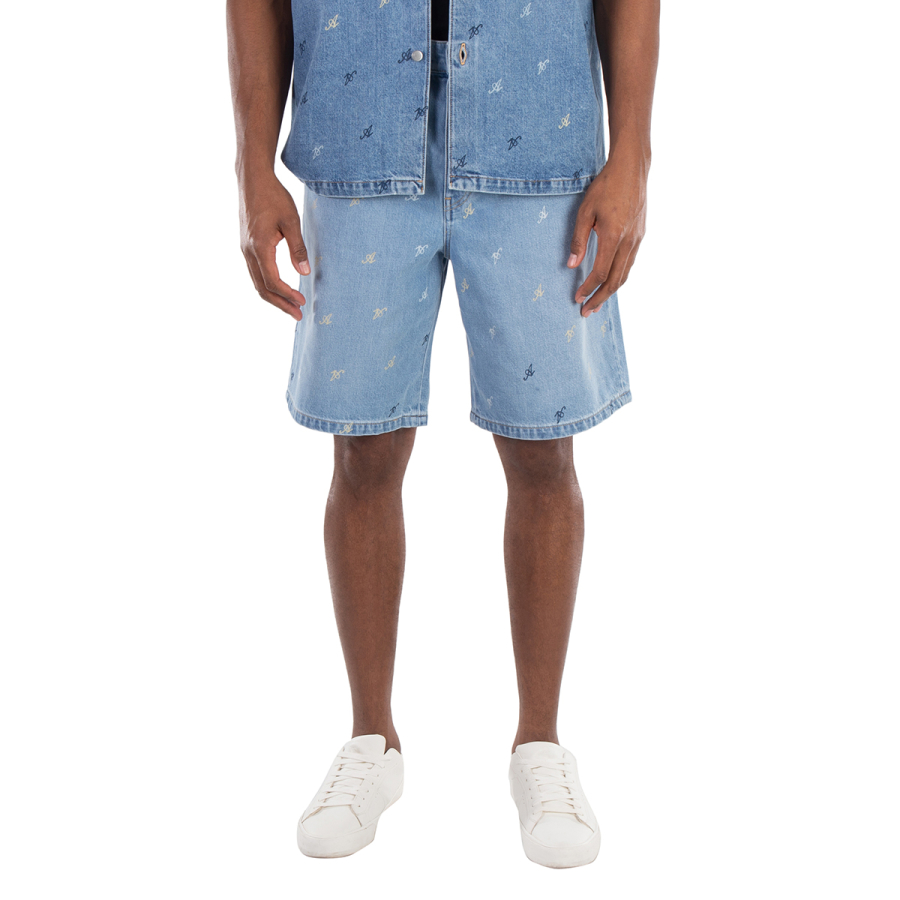 Axel Arigato Miles Logo Print Denim Shorts