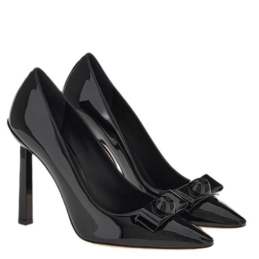 Ferragamo Ladies Vara bow Patent Black Pumps