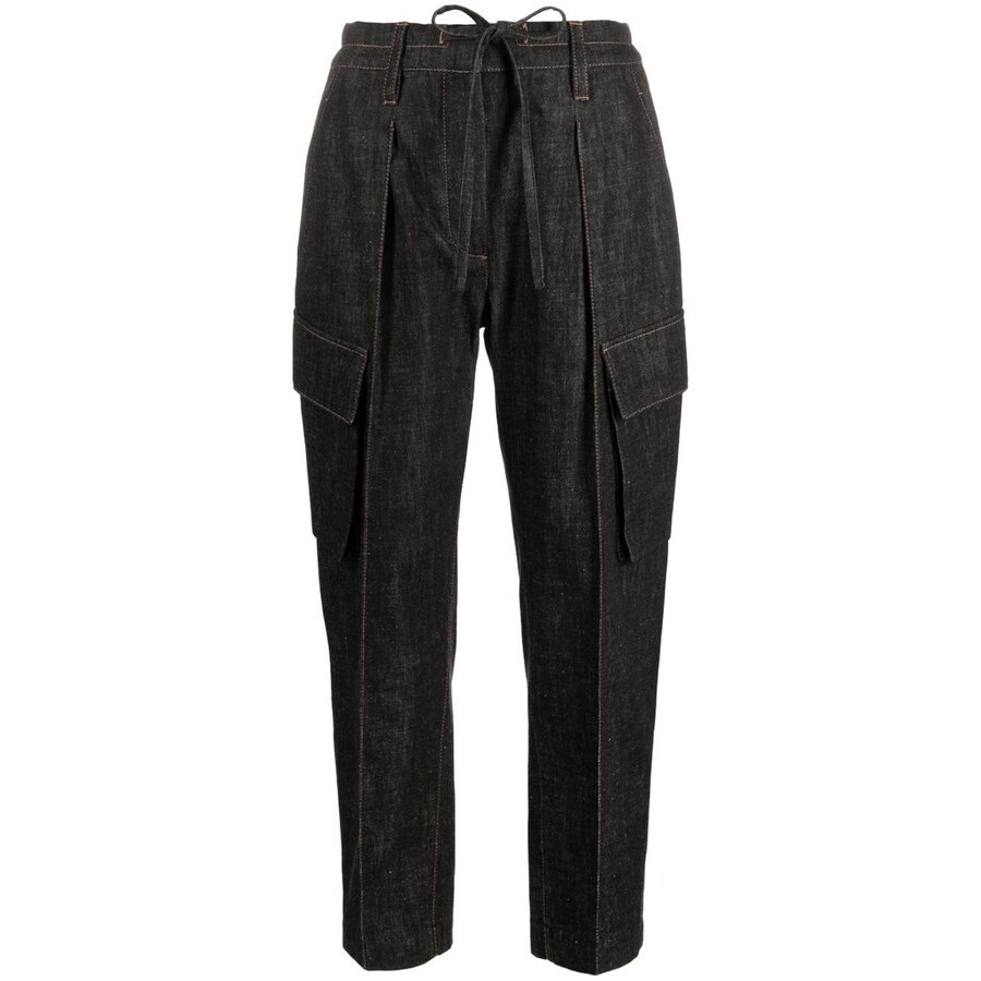 Brunello Cucinelli Womens Black Denim Cargo Style Pants