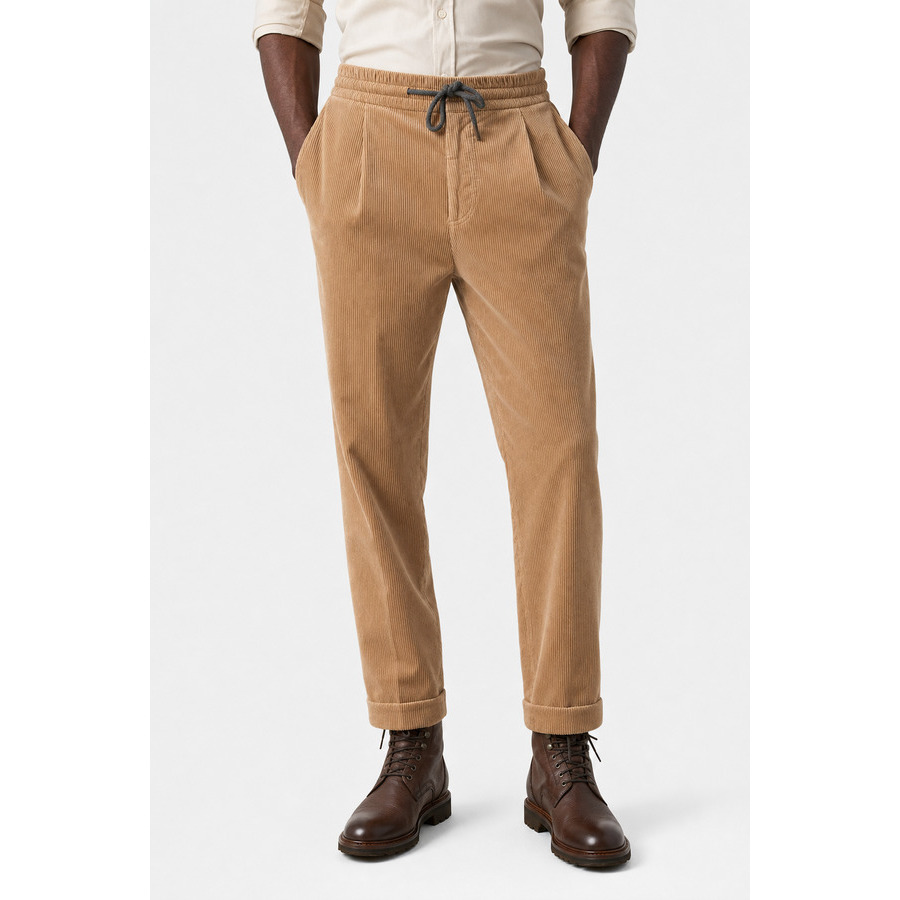 Brunello Cucinelli Men'S Tan Cotton Corduroy Trousers