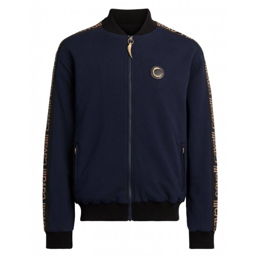 Roberto Cavalli Bomber Jacket with Logo Tape Sleeves