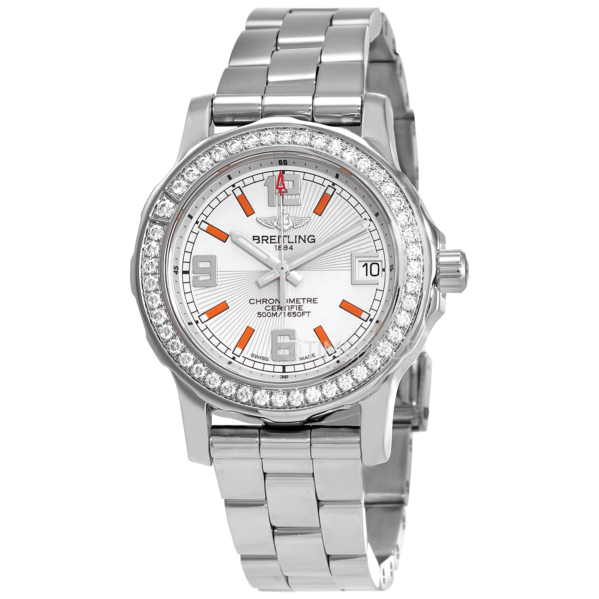 Breitling Colt Quartz Diamond Silver Dial Mens Watch A7738753/G764