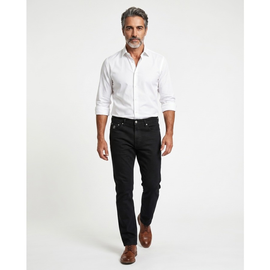 Brunello Cucinelli Black Five-Pocket Denim Trousers