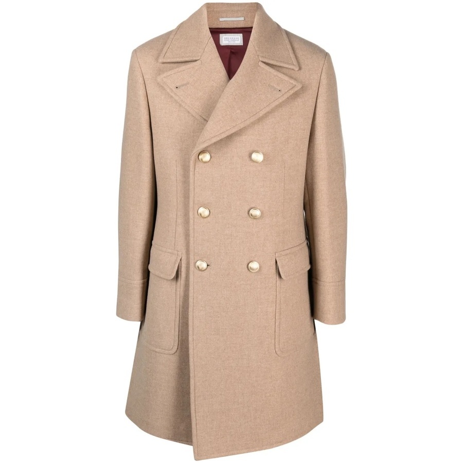 Brunello Cucinelli Light Camel Wool Double Breasted Jacket