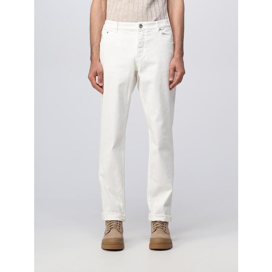 Brunello Cucinelli Tailored Cotton Trousers — White