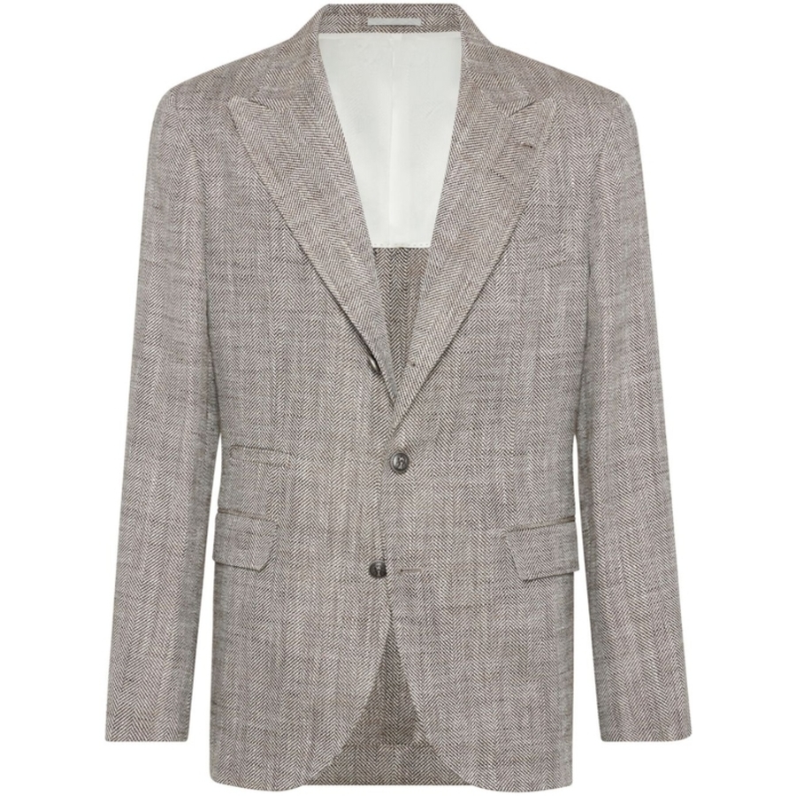 Brunello Cucinelli Herringbone Silk Linen Blazer