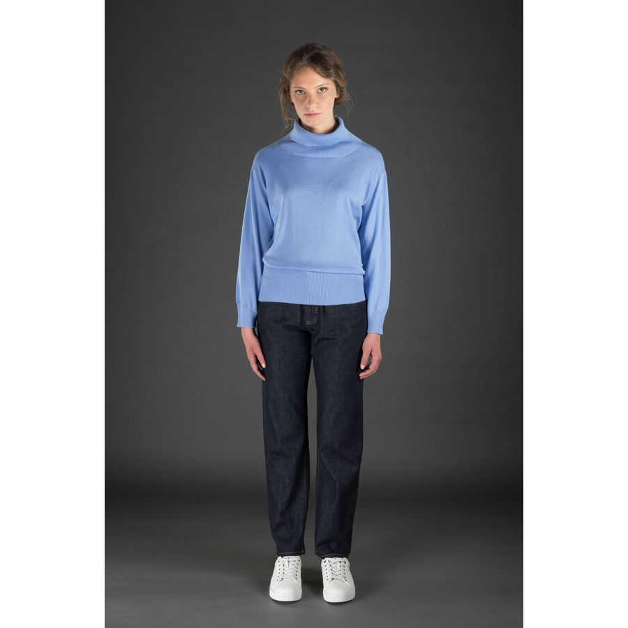Moorer Women's Light Blue Turtleneck Sweater, Size 40