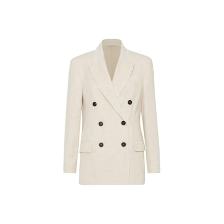 Brunello Cucinelli Womens Ivory Double Breasted Jacket