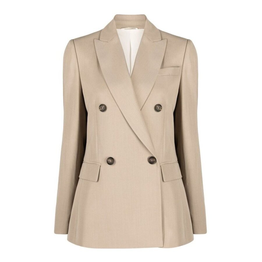 Brunello Cucinelli Beige Double-Breasted Tailored Blazer
