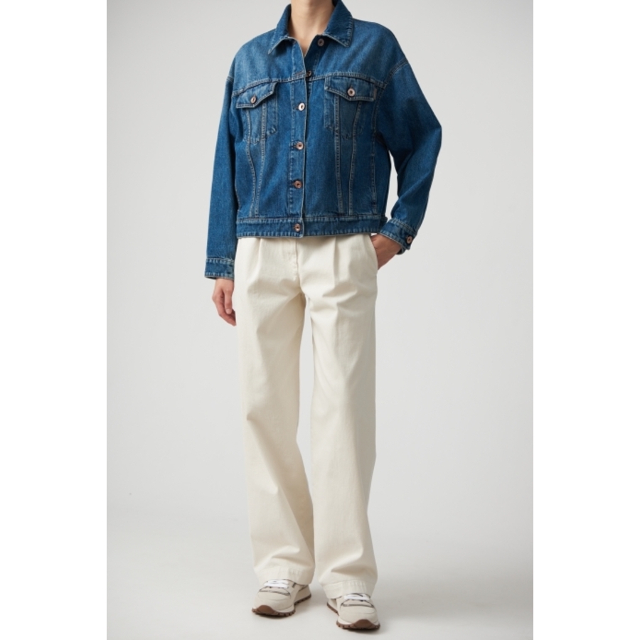 Brunello Cucinelli Classic Boxy Denim Jacket — Blue