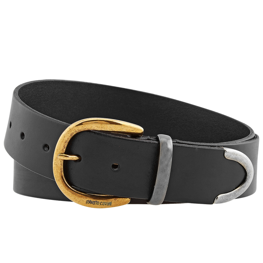 Roberto Cavalli Mens Black / Multicolor Leather Belt