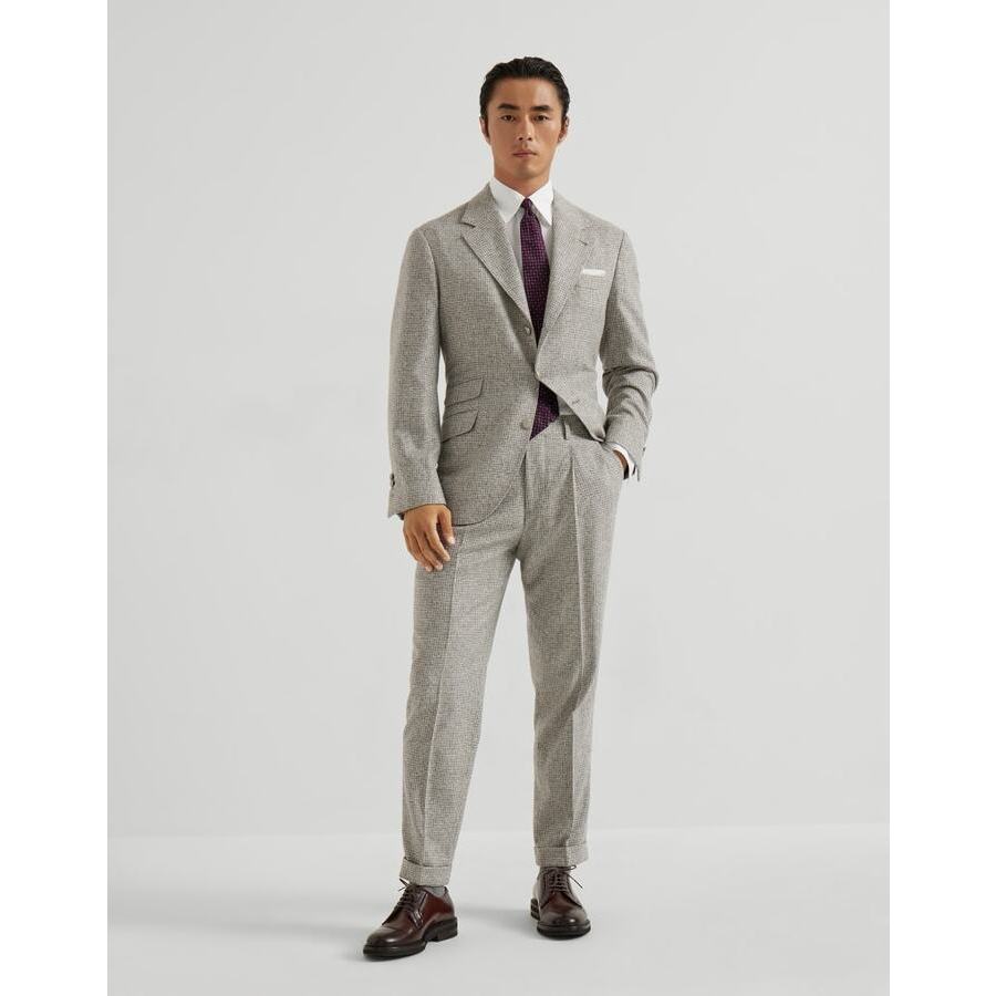 Brunello Cucinelli Men's Cold Brown Silk Wool Blend Checked Suit