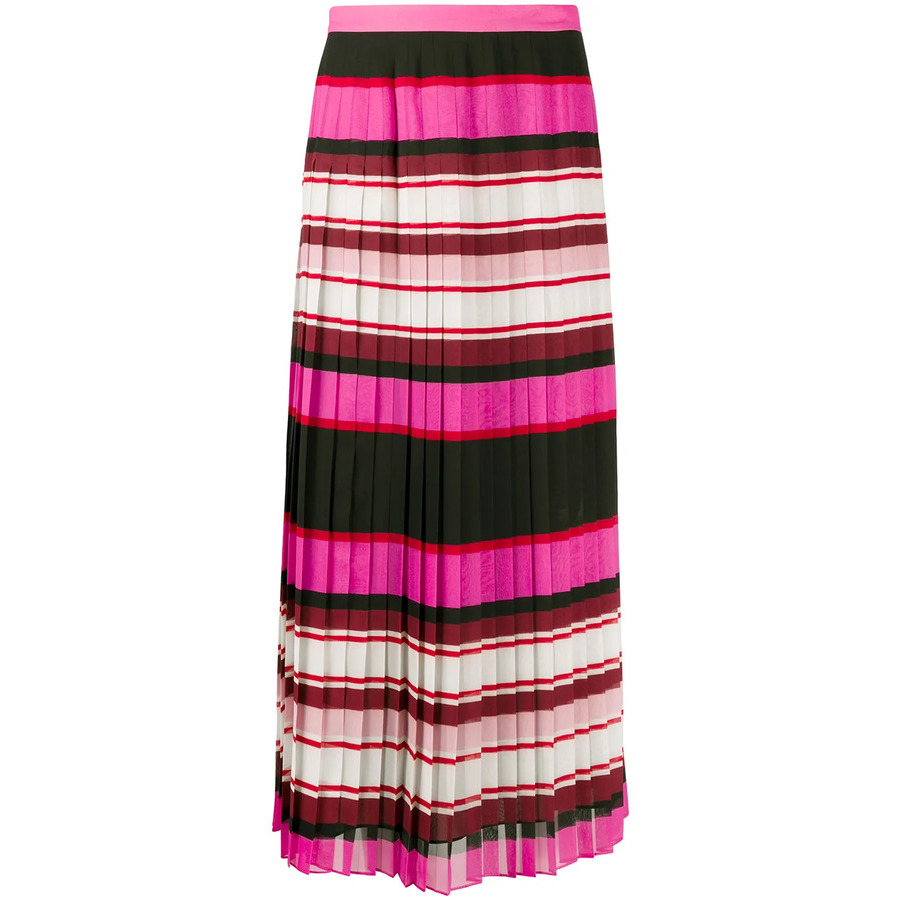 Valentino Garavani Striped Pleated Silk Skirt