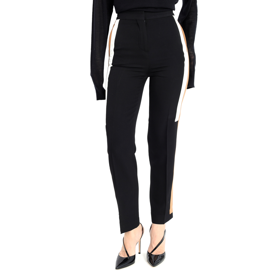 Burberry Ladies Stripe Detail Wool Tailored Trousers