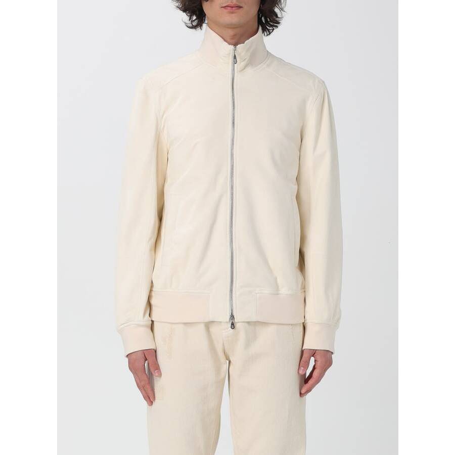 Brunello Cucinelli White Leather Zip Jacket