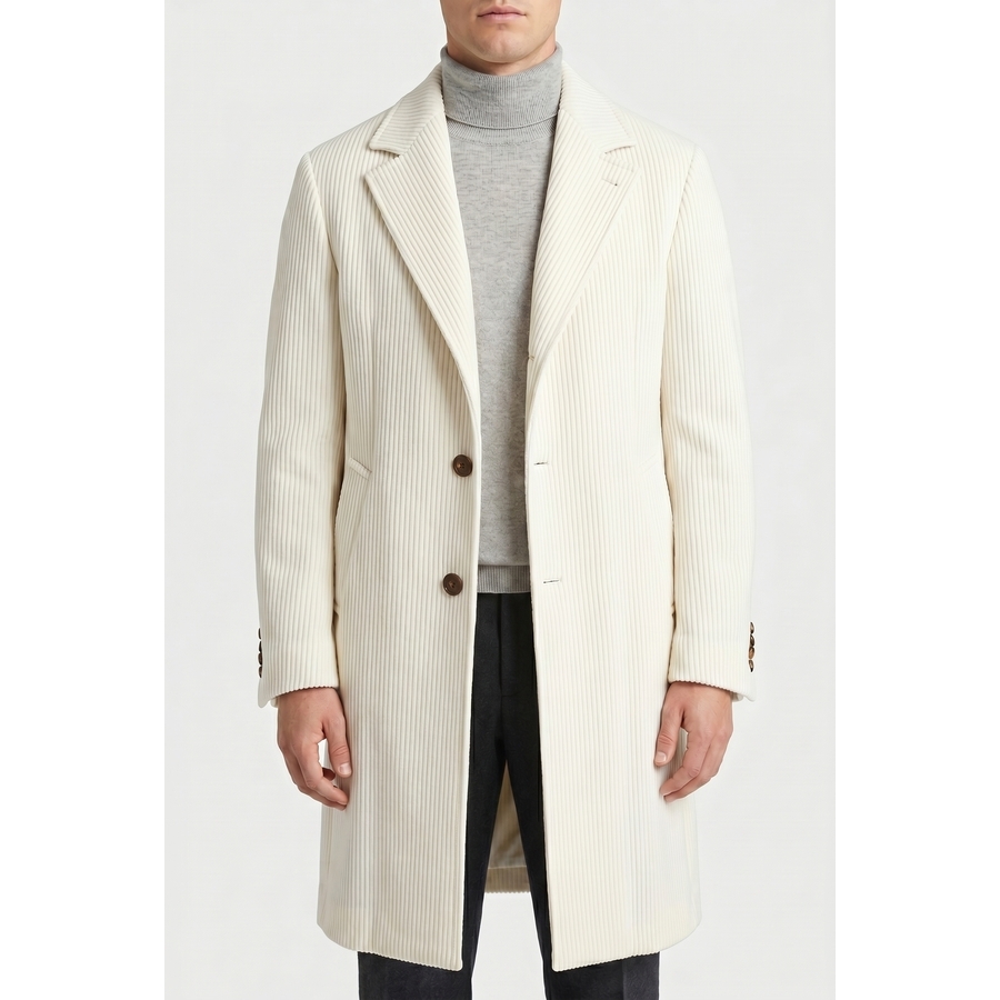 Brunello Cucinelli Off White Wool Tailored Coat