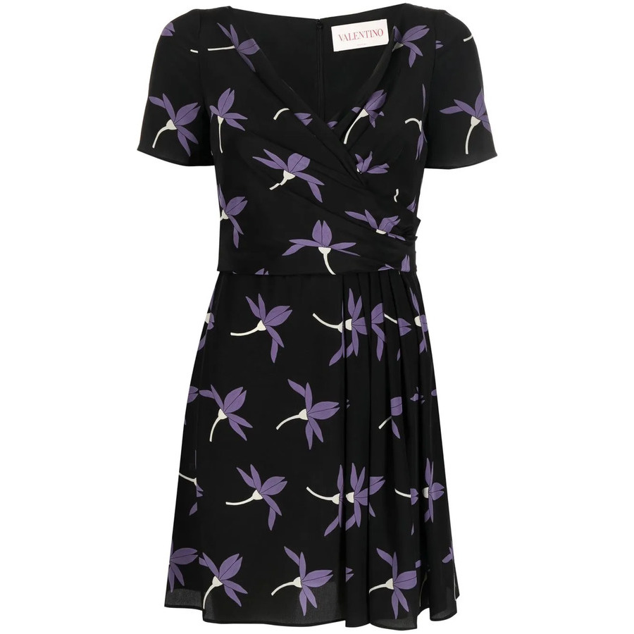Valentino Garavani Floral-Print Pleated Dress
