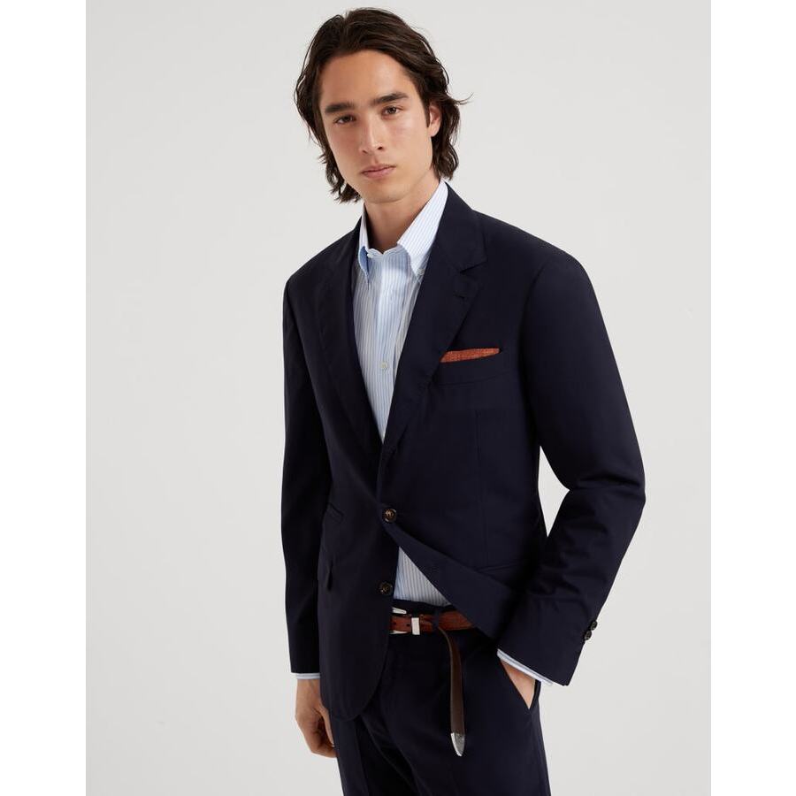 Brunello Cucinelli Men's Navy Wool Silk Single Breasted Jacket