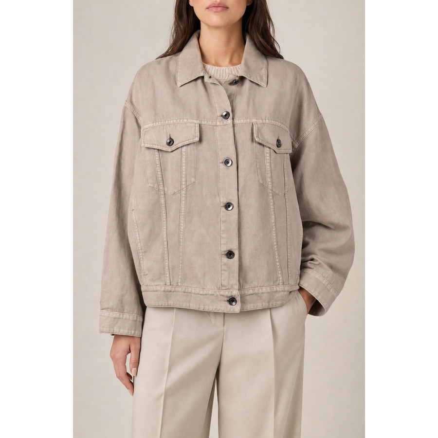 Brunello Cucinelli Womens Wheat Stalk Cotton Linen Jacket