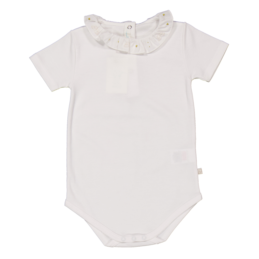 Marie Chantal Embroidered Ruffle Collar Onesie