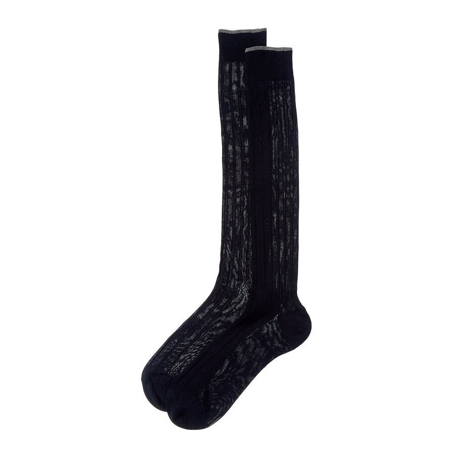 Brunello Cucinelli Mens Navy And Gray Ribbed Socks Clothing