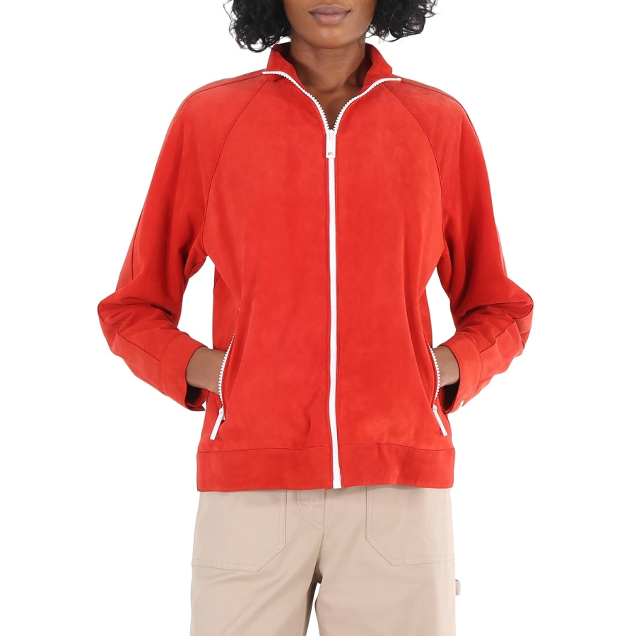 Burberry Ladies Bright Red Suede Bomber, Brand Size 8 (US Size 6)