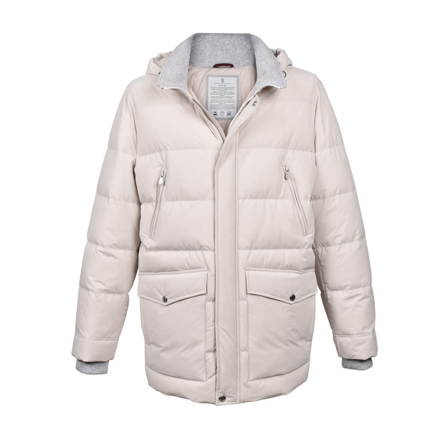 Brunello Cucinelli Off White Quilted Down Parka Jacket