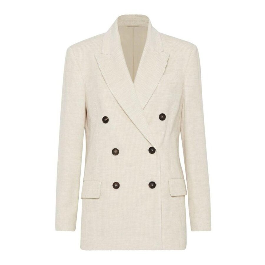 Brunello Cucinelli Womens Off White Double Breasted Jacket