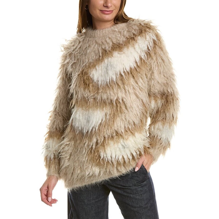 Brunello Cucinelli Beige Shaggy Knit Sweater