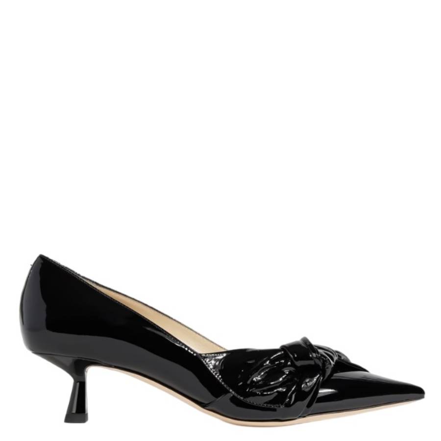 Jimmy Choo Black Elinor 45 Patent Pointed-Toe Pumps