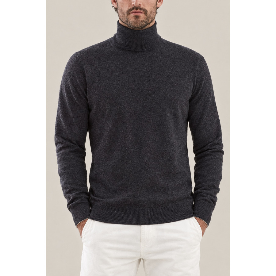 Brunello Cucinelli Men's Charcoal Wool Turtleneck Sweater
