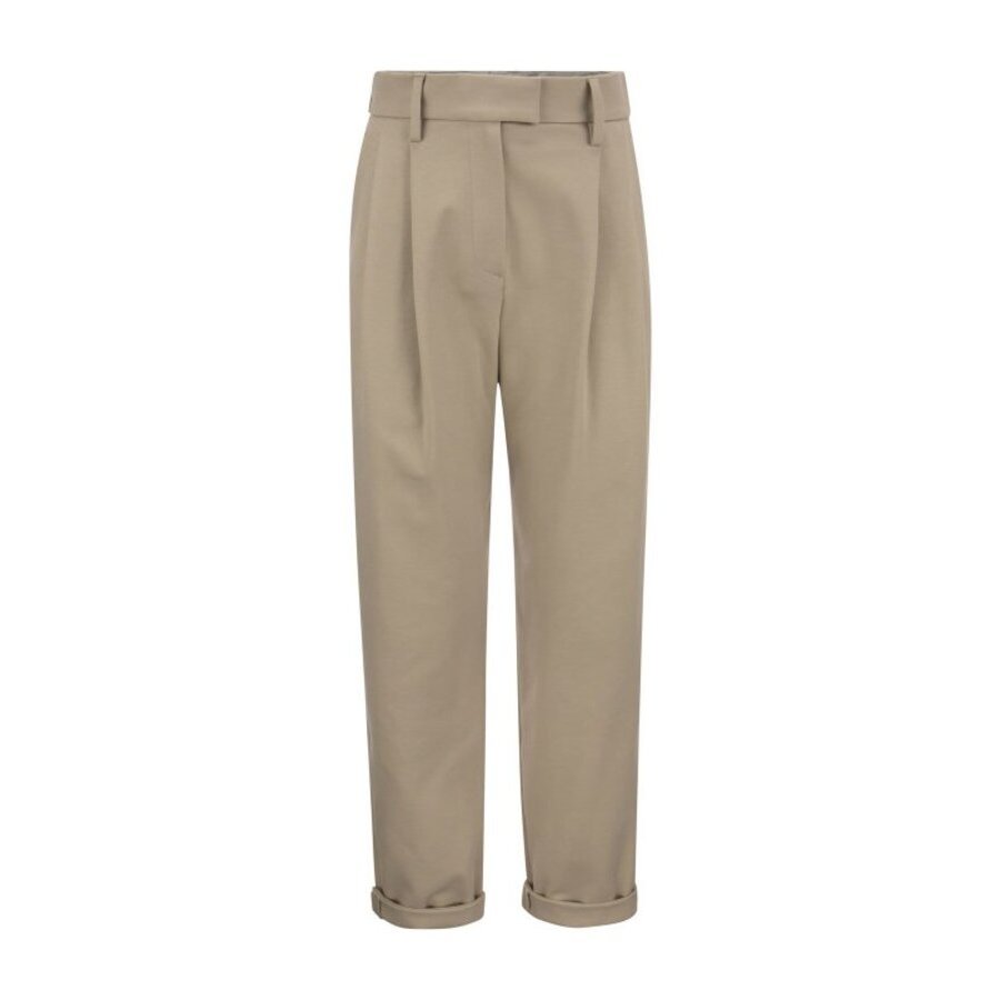Brunello Cucinelli Wotalco Cotton Tapered Trousers With Cuffs