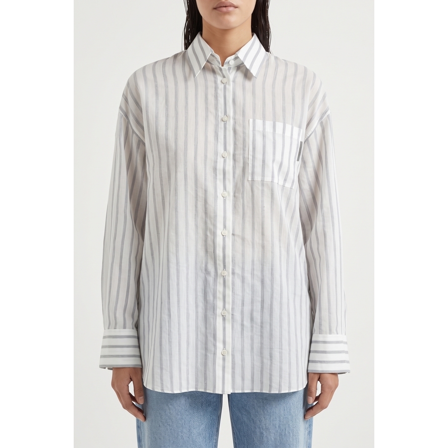 Brunello Cucinelli Womens White Striped Oversized Shirt