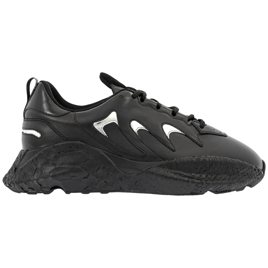 Roberto Cavalli Mens V1PER Black Calf Leather Sneakers