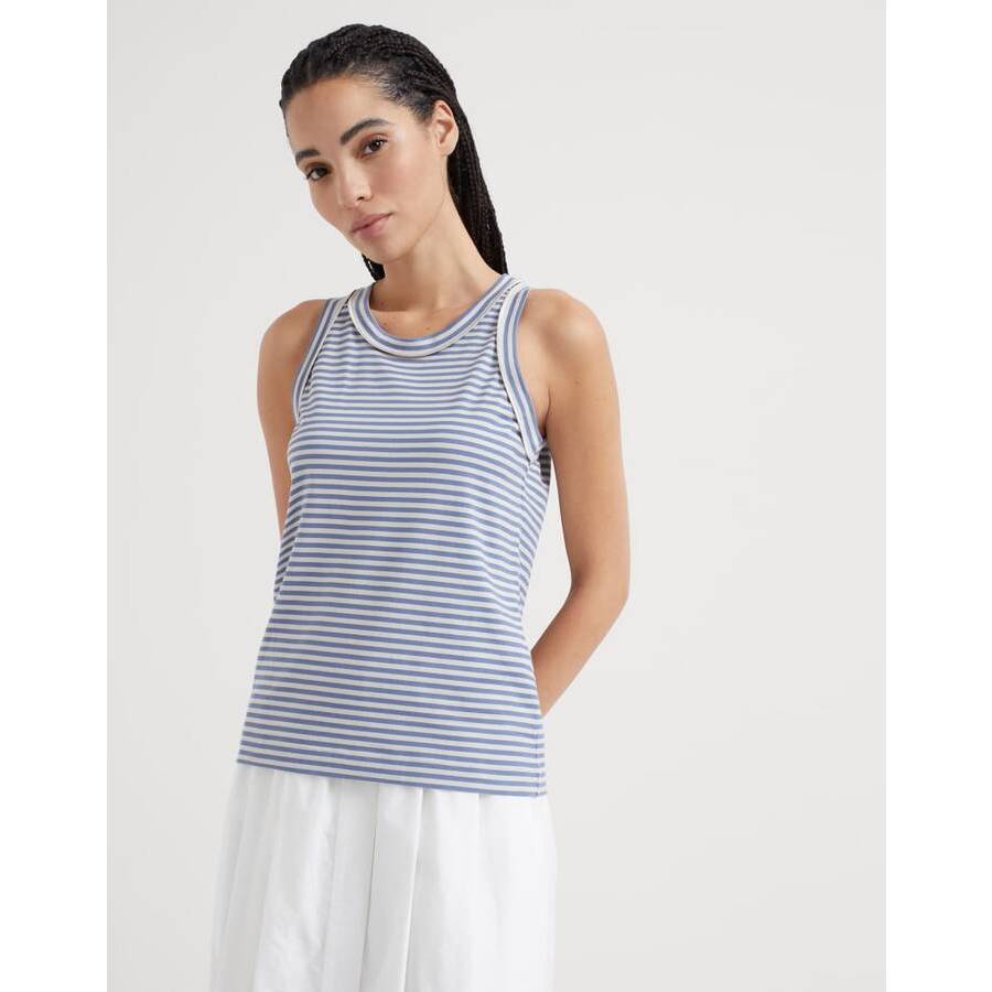 Brunello Cucinelli Blue Striped Cotton Shirt